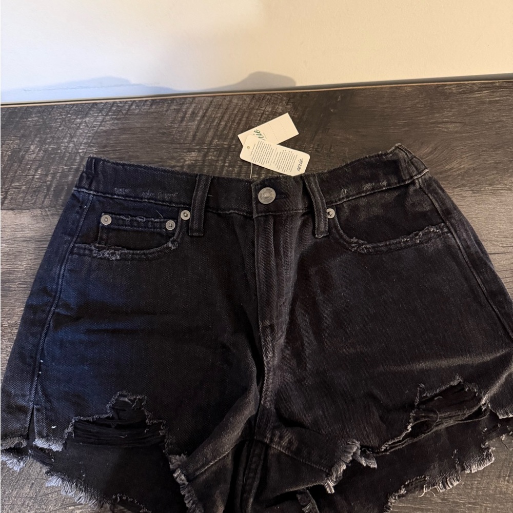 Aerie Black Distressed Jean Shorts NWT